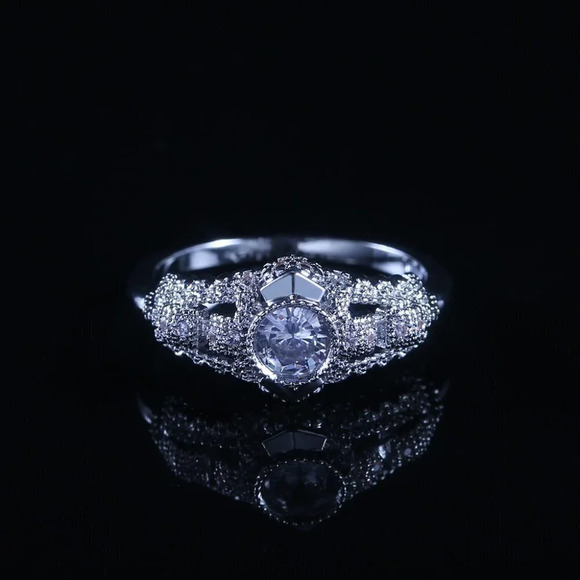 ▶Silver Plated Wedding engagement  Ring for Women, F115